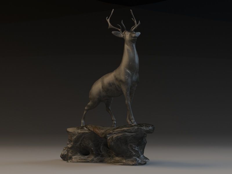 Antelope Statue antelopes bronze deer animal  3D model_3