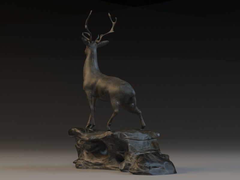 Antelope Statue antelopes bronze deer animal  3D model_1