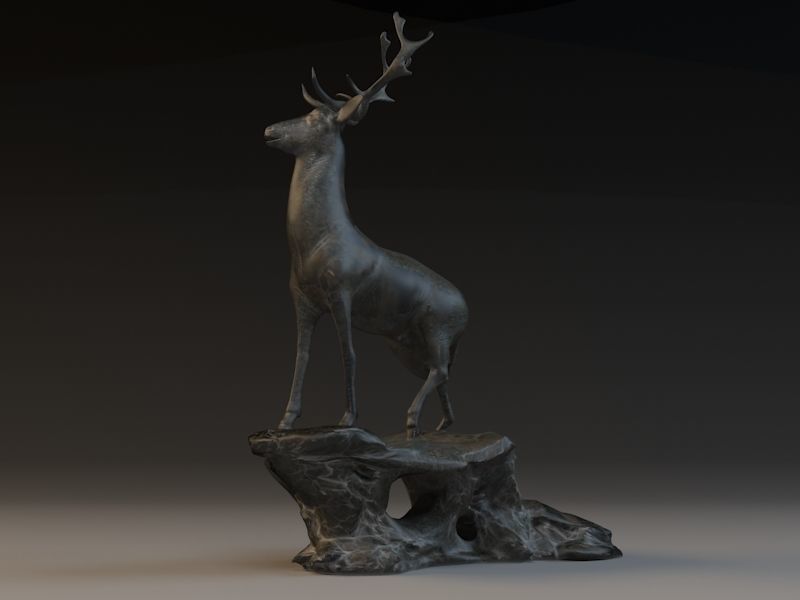 Antelope Statue antelopes bronze deer animal  3D model_2