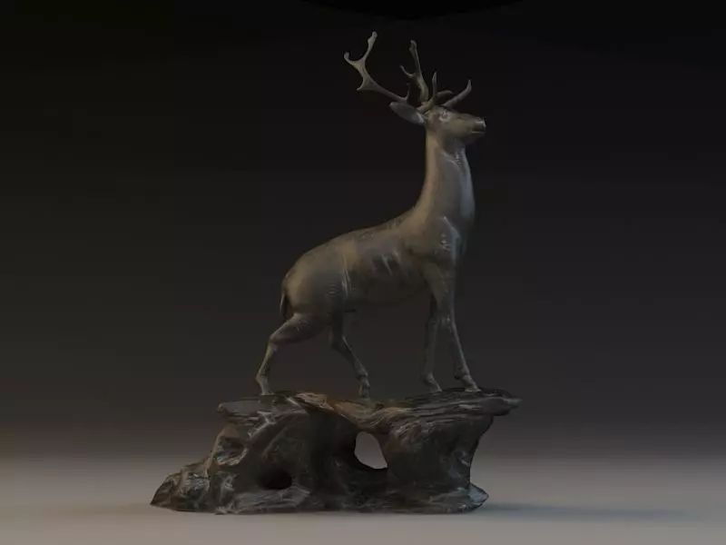 Antelope Statue antelopes bronze deer animal  3D model_0