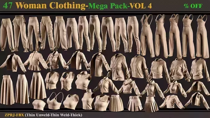 47 Woman Clothing- MEGA PACK 4 3D model
