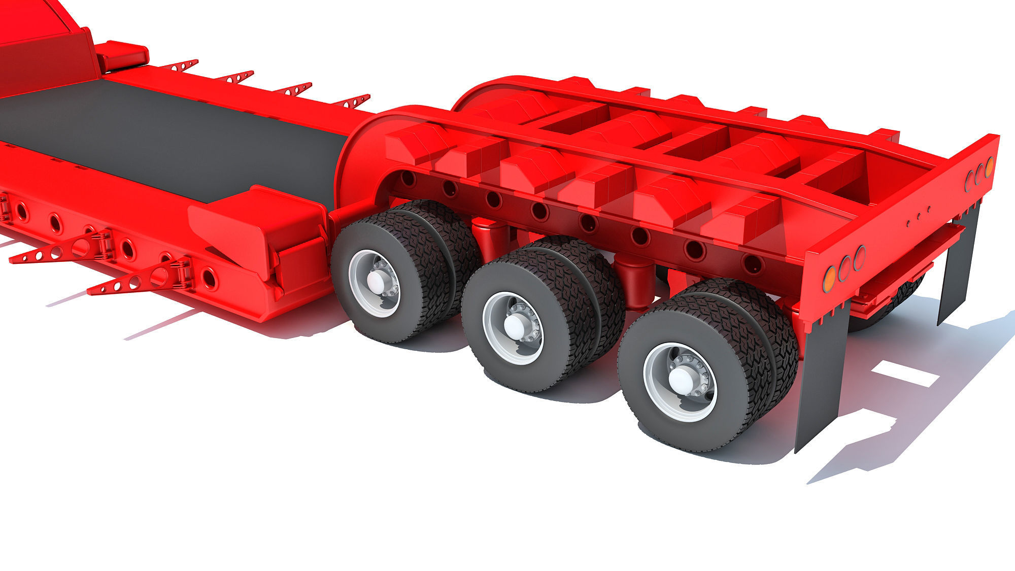 Truck with Lowboy Trailer 3D model_15
