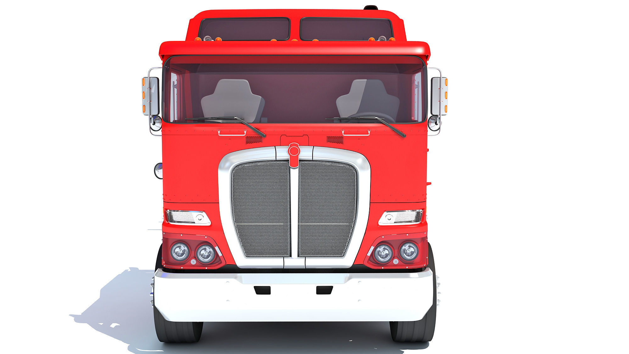 Truck with Lowboy Trailer 3D model_10
