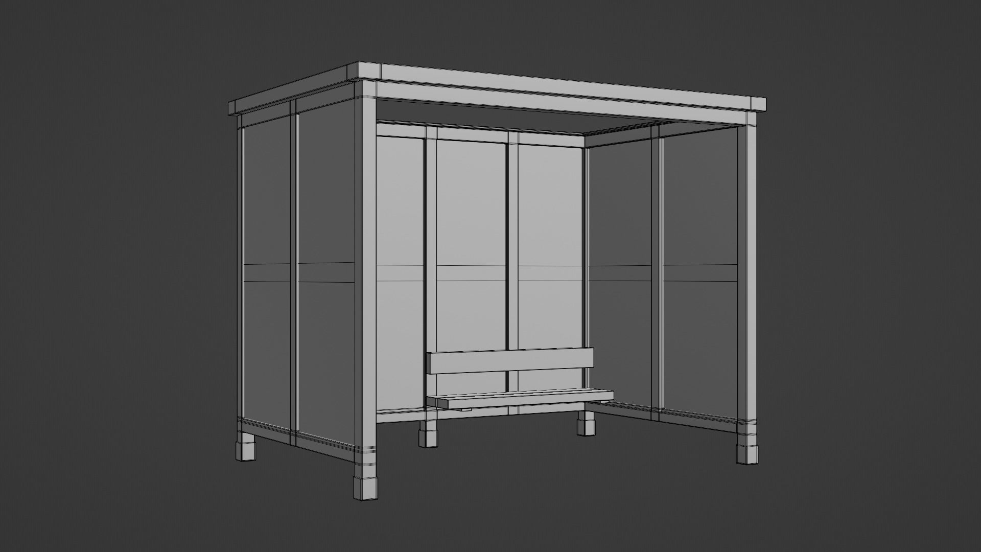 Bus Stop Shelter 1 Low-poly 3D model_12