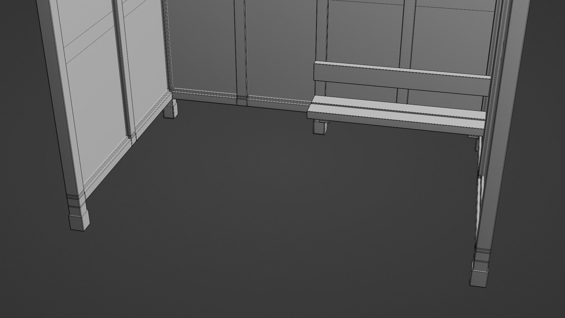 Bus Stop Shelter 1 Low-poly 3D model_14