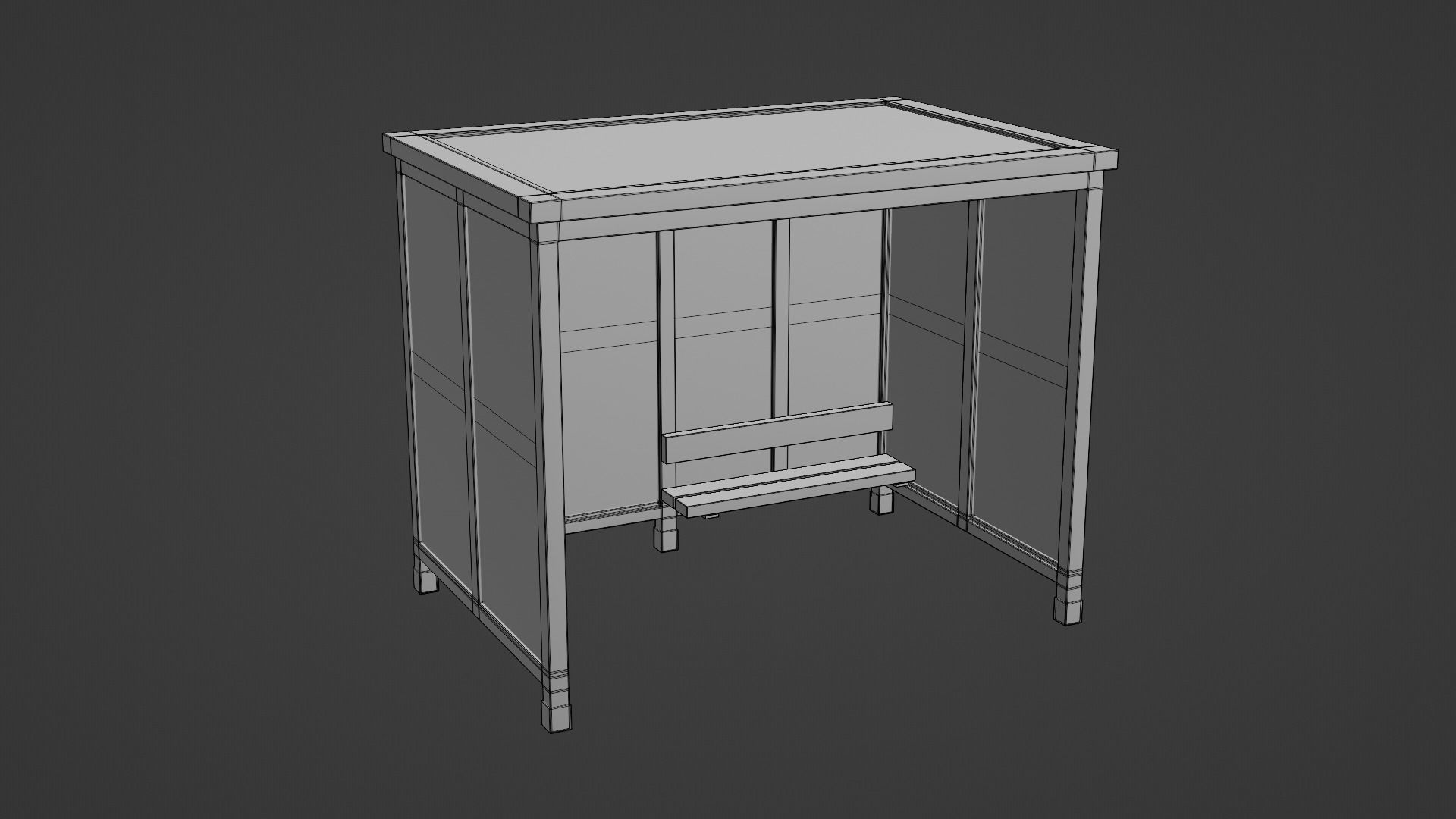 Bus Stop Shelter 1 Low-poly 3D model_11