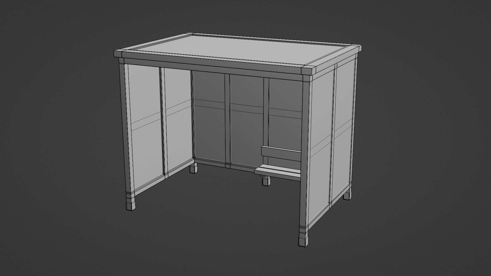 Bus Stop Shelter 1 Low-poly 3D model_9