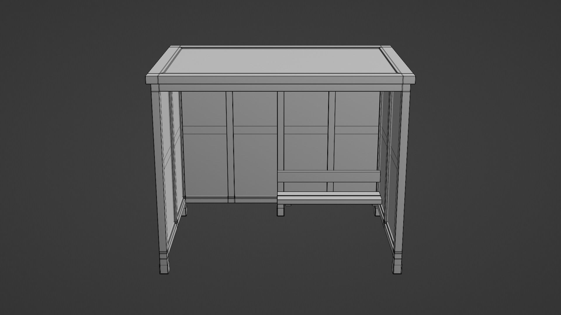 Bus Stop Shelter 1 Low-poly 3D model_10