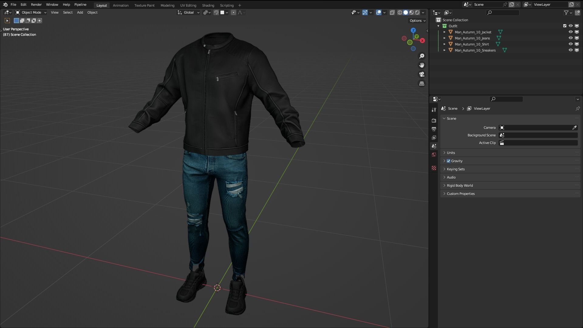 Male Autumn Outfit 10 Low-poly 3D model_3