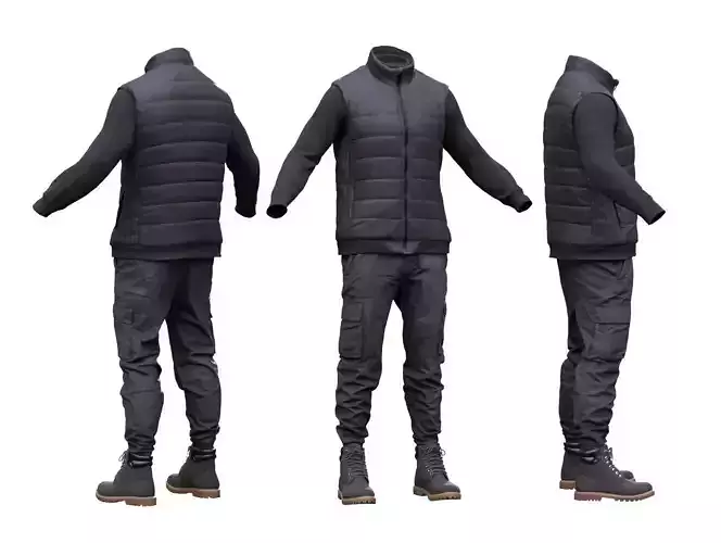 Male Autumn Outfit 11 Low-poly 3D model