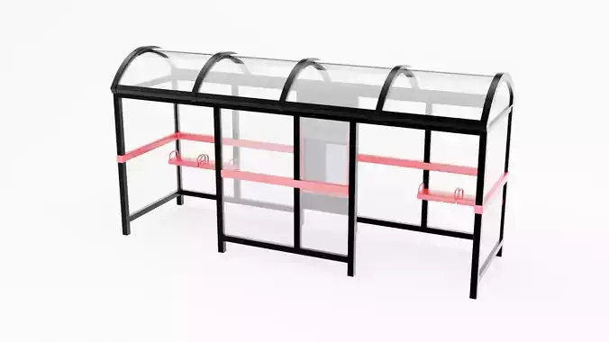 Bus Stop Shelter 2 Low-poly 3D model