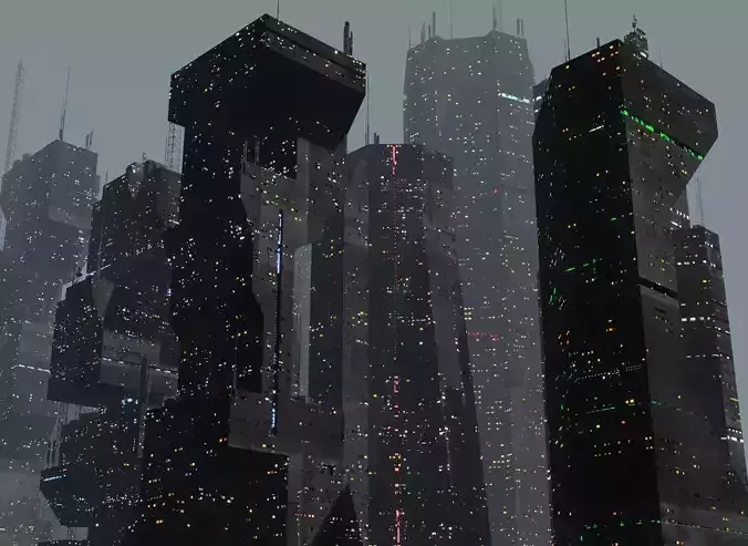Alien Planet Sci-Fi Fantasy City 3D model