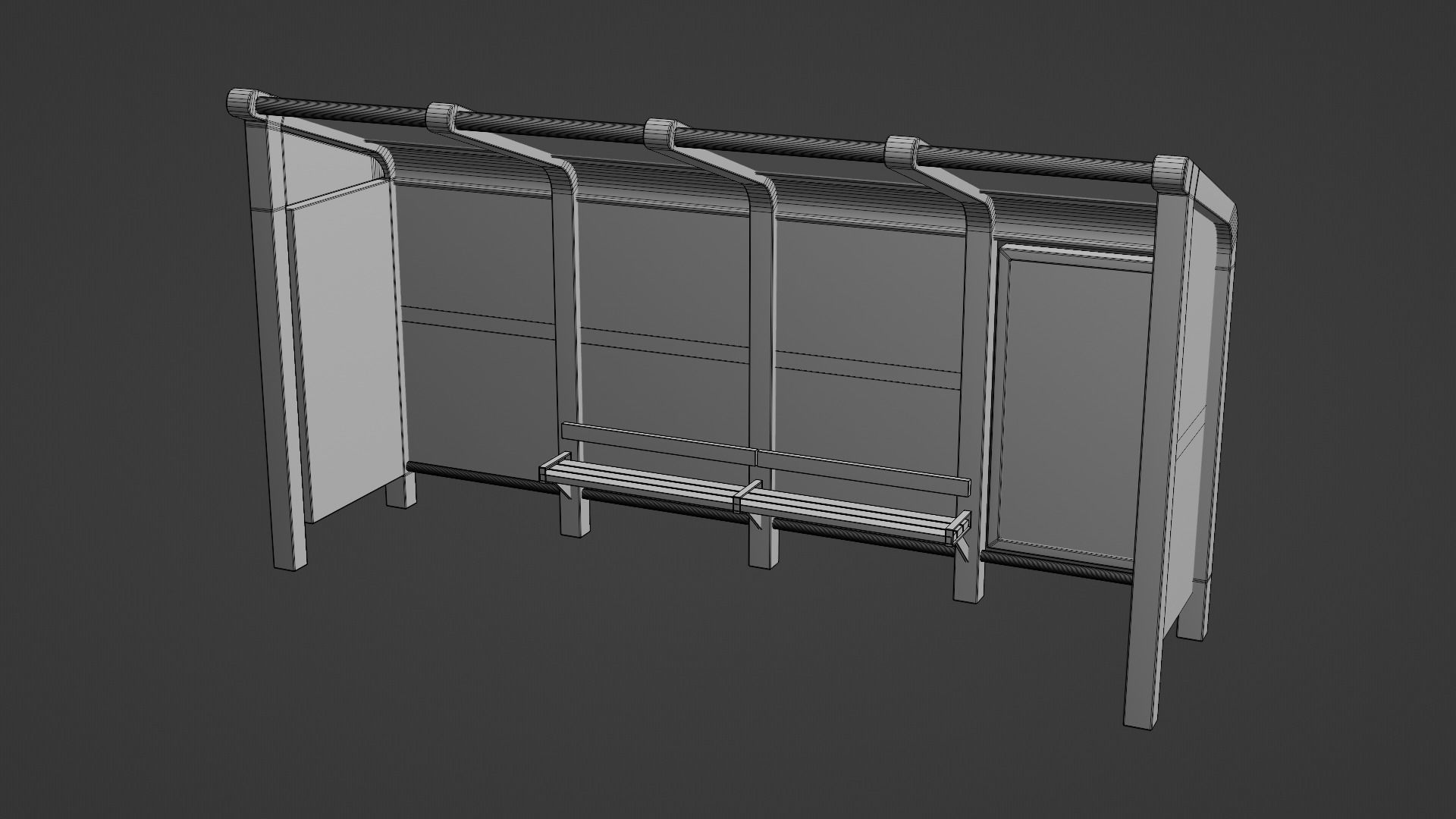 Bus Stop Shelter 3 Low-poly 3D model_7