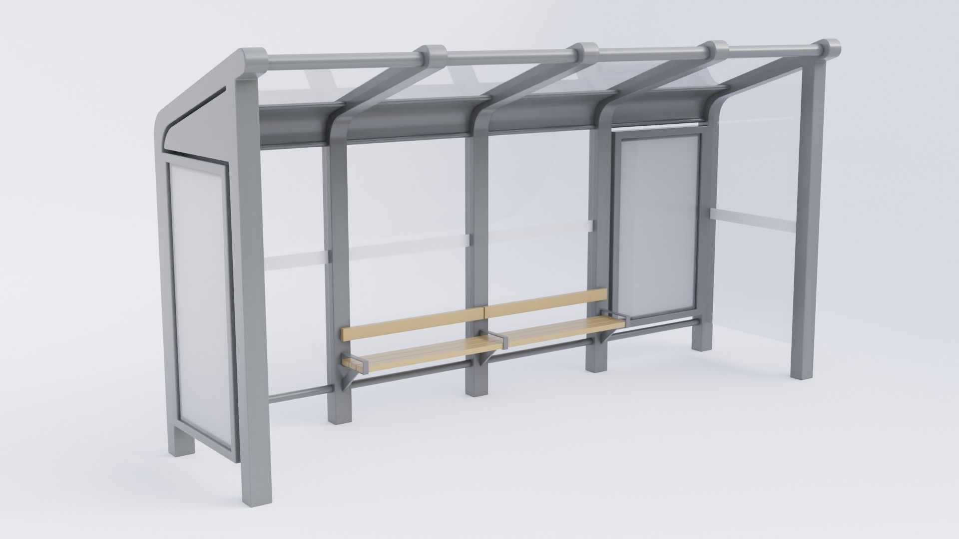 Bus Stop Shelter 3 Low-poly 3D model_5