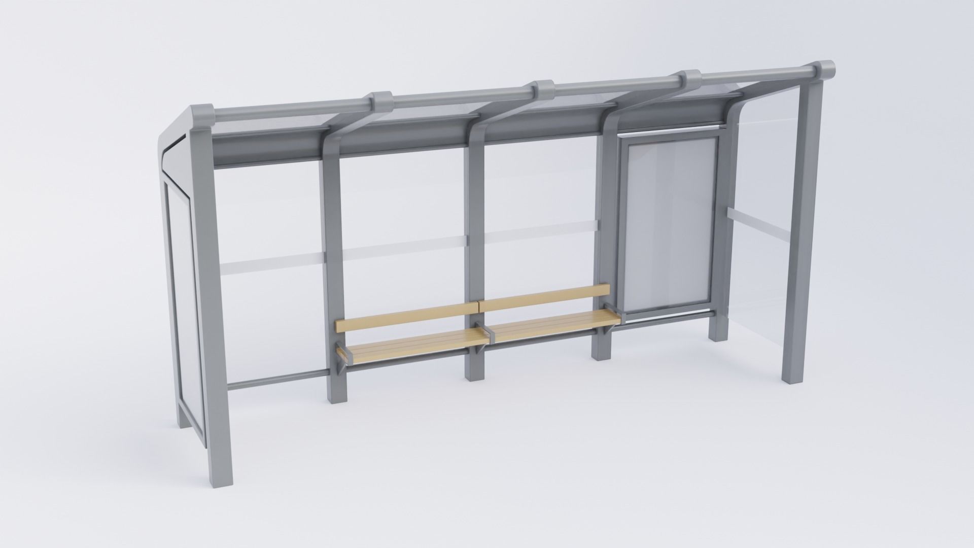 Bus Stop Shelter 3 Low-poly 3D model_4