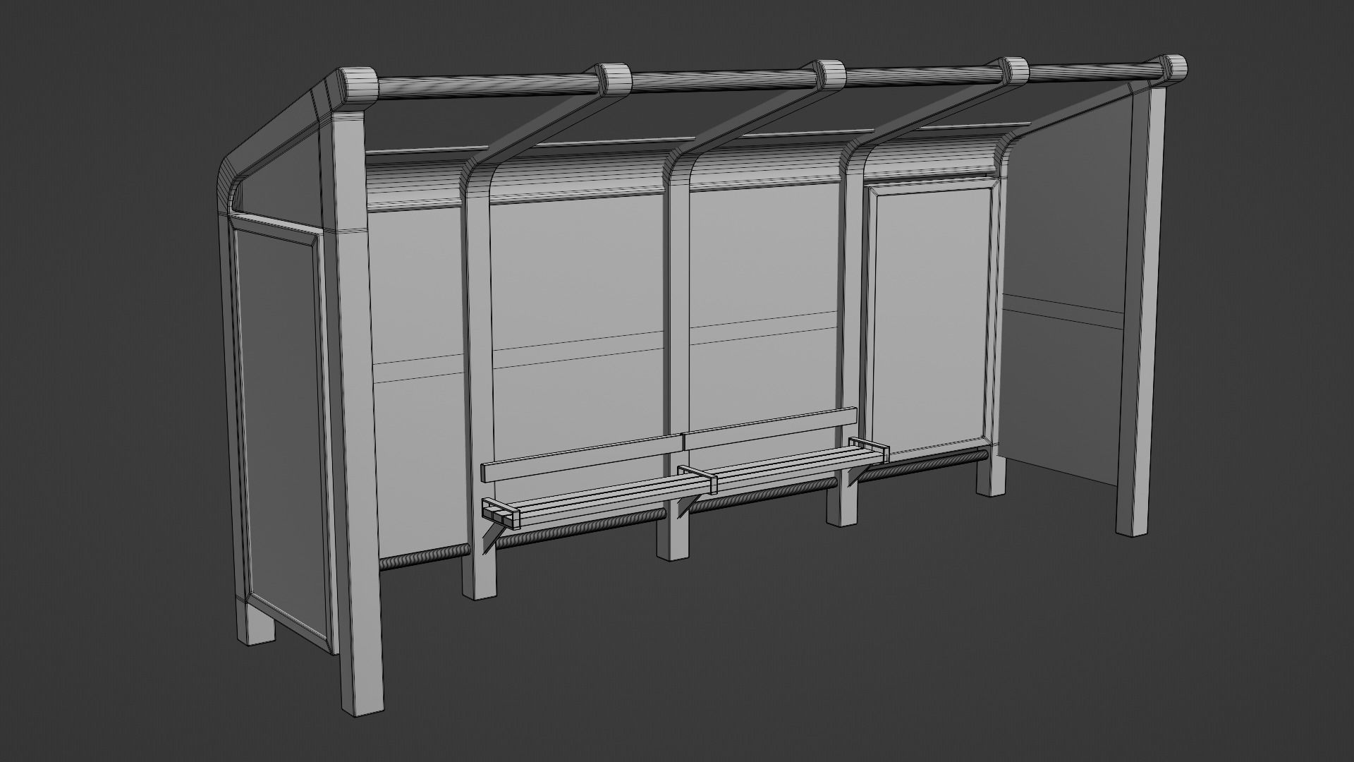 Bus Stop Shelter 3 Low-poly 3D model_10