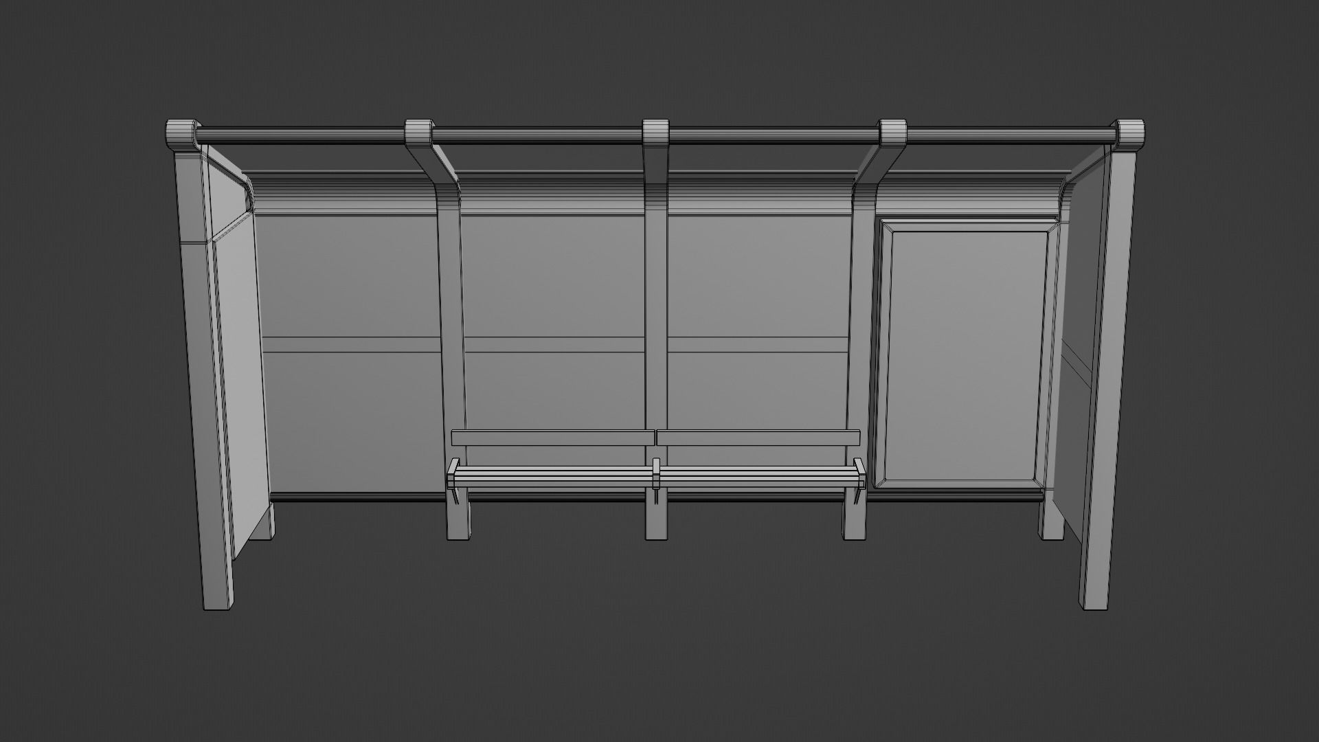 Bus Stop Shelter 3 Low-poly 3D model_8