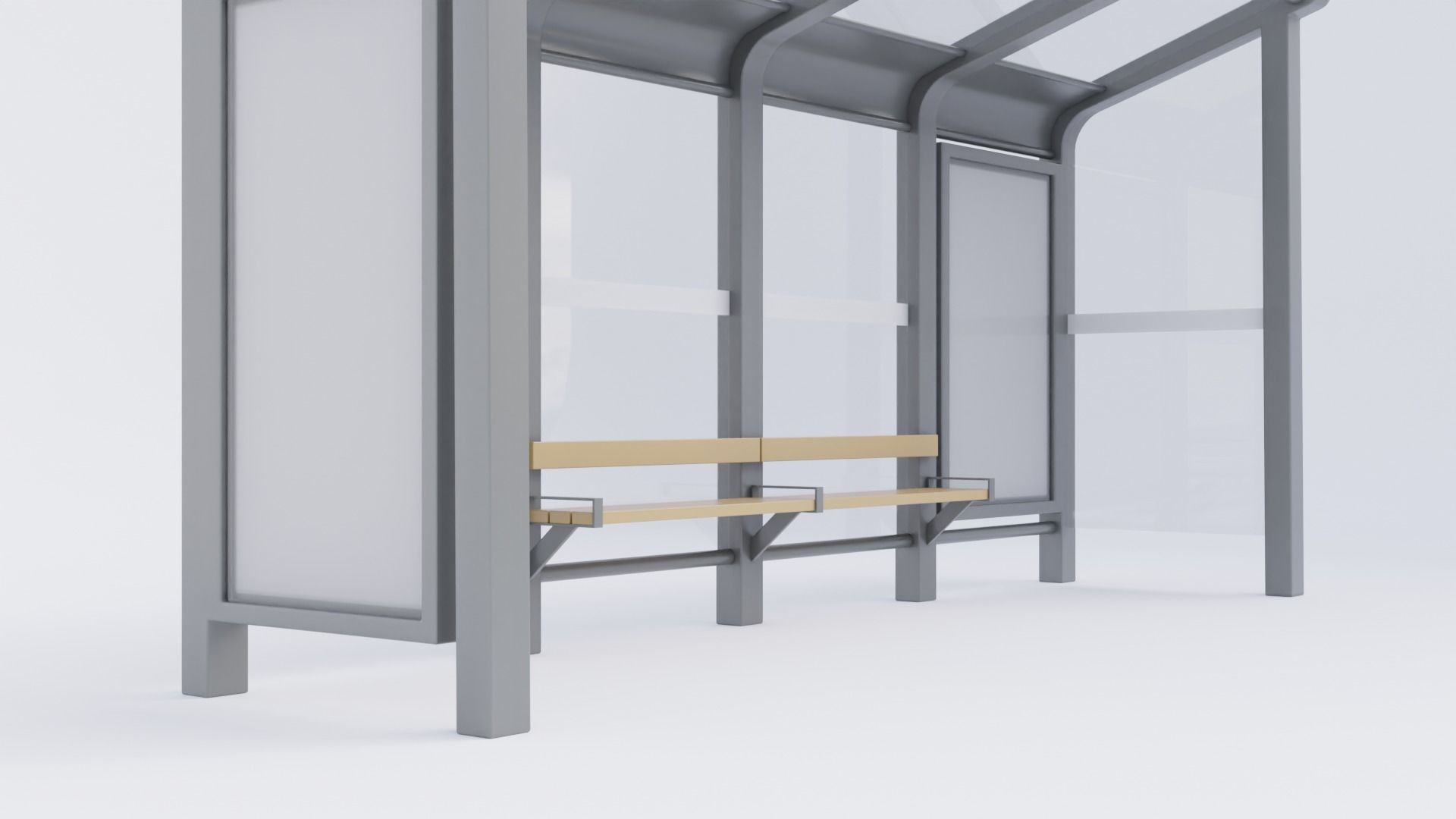 Bus Stop Shelter 3 Low-poly 3D model_6