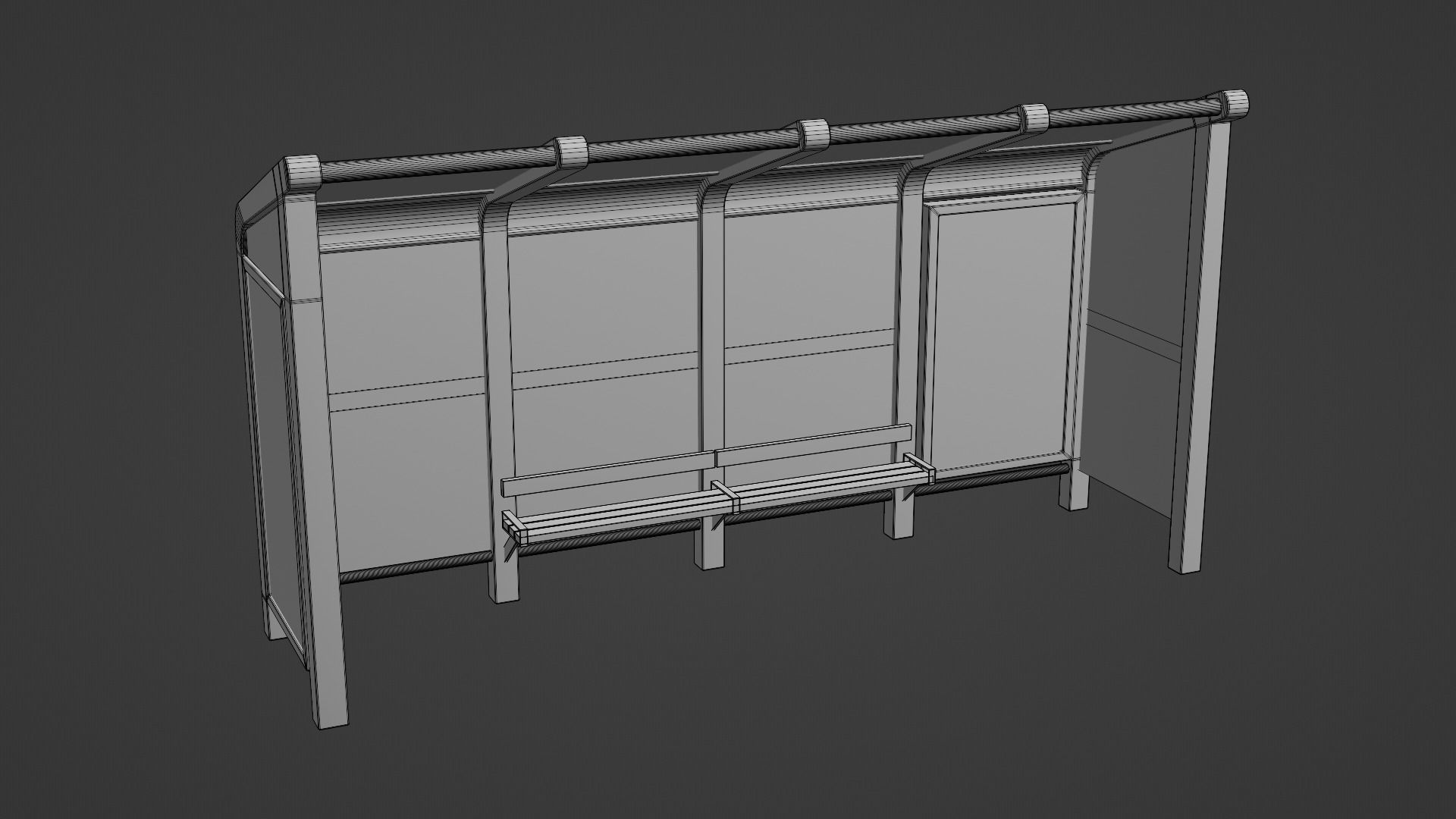 Bus Stop Shelter 3 Low-poly 3D model_9