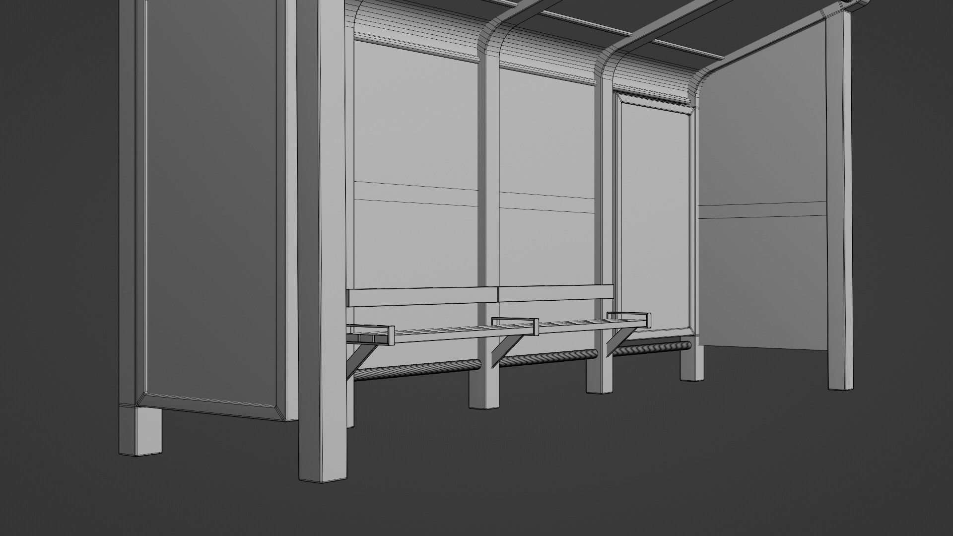 Bus Stop Shelter 3 Low-poly 3D model_11