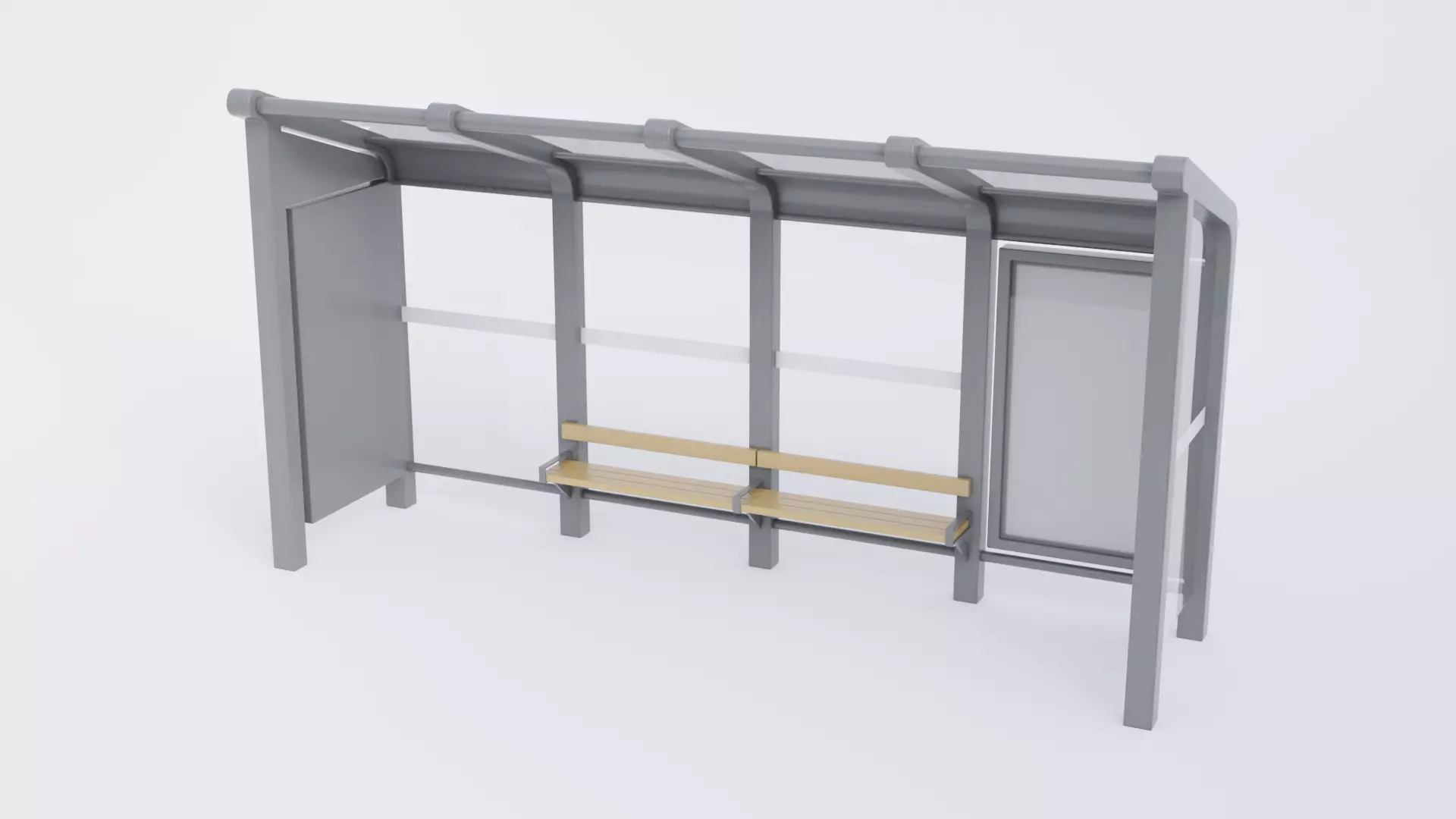 Bus Stop Shelter 3 Low-poly 3D model_0