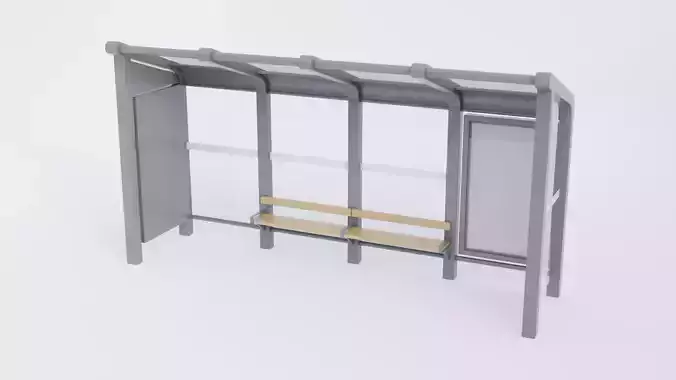 Bus Stop Shelter 3 Low-poly 3D model