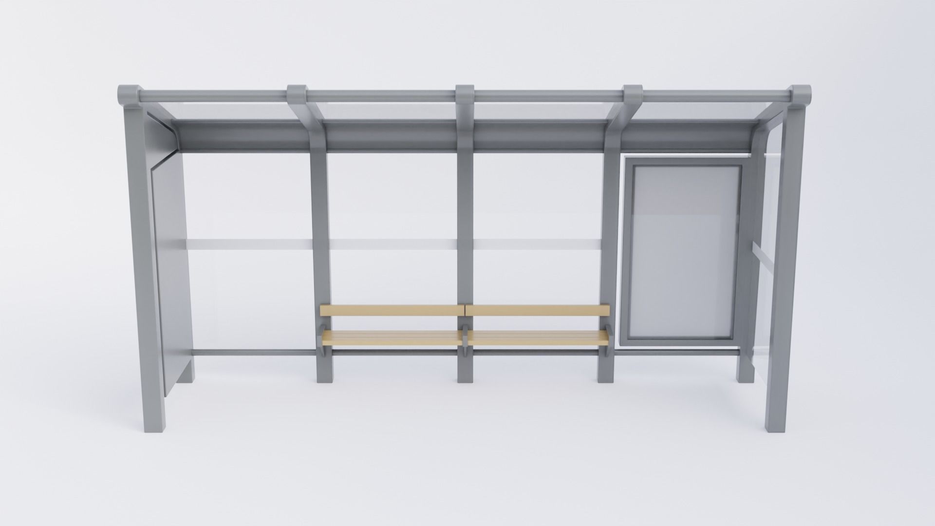 Bus Stop Shelter 3 Low-poly 3D model_3