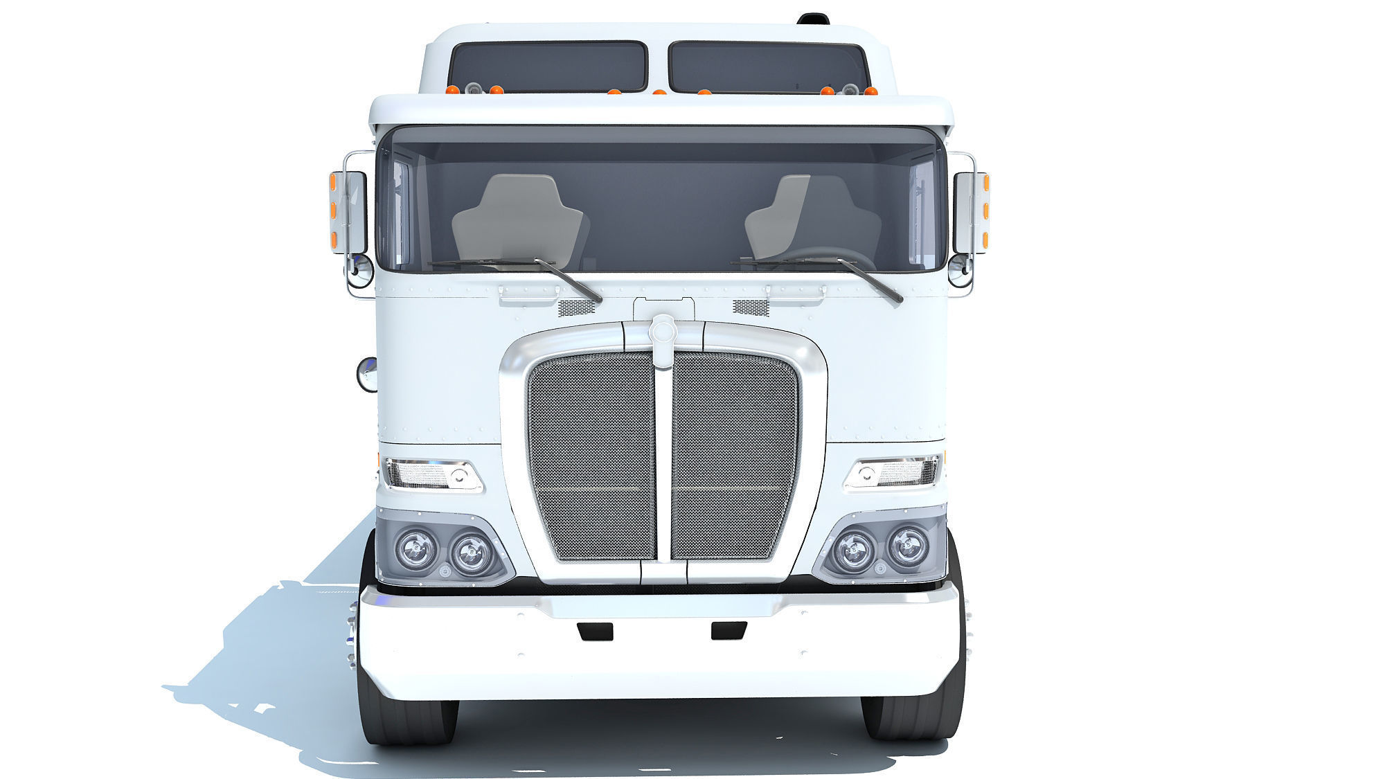 Truck with Platform Trailer 3D model_10