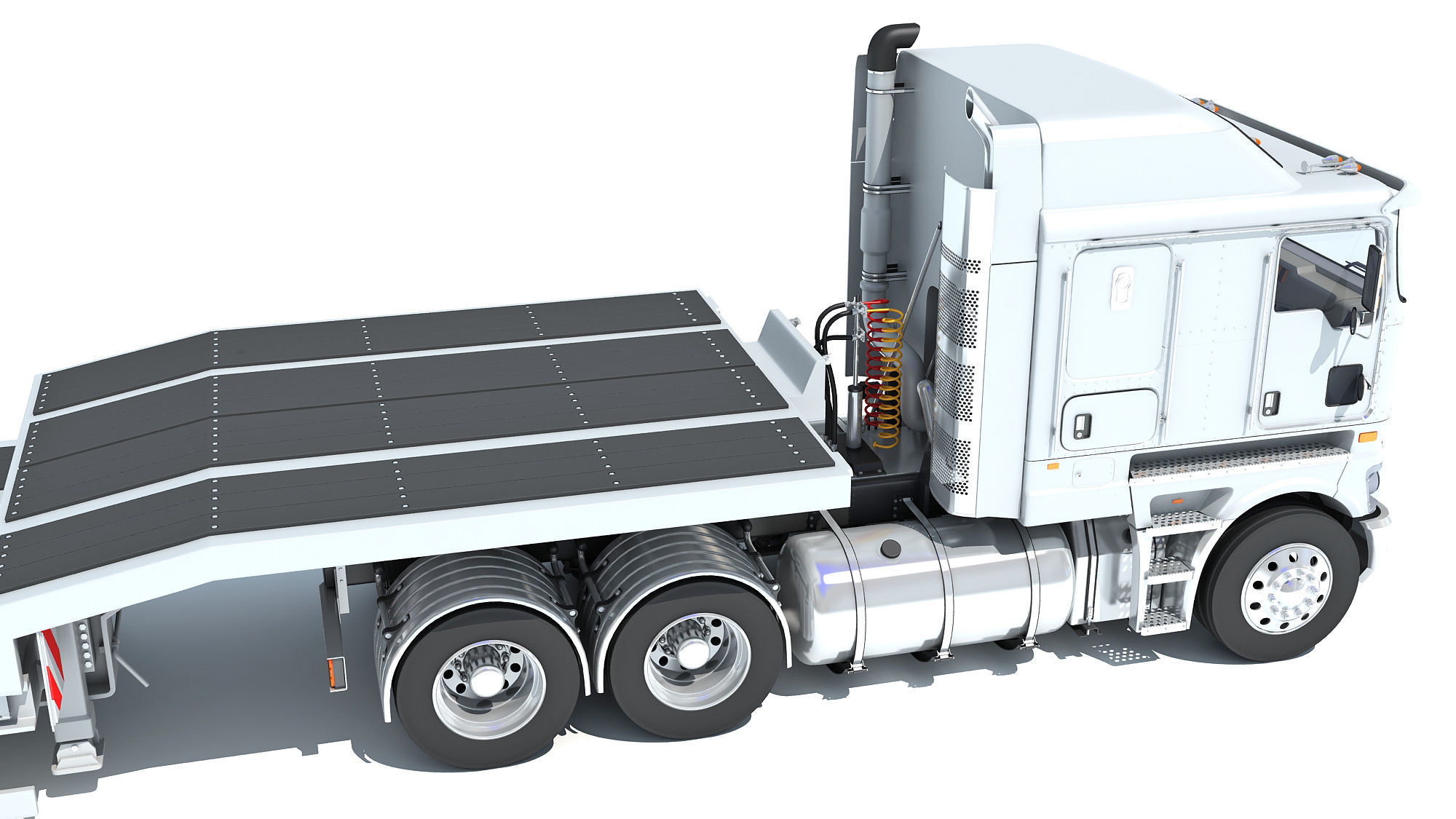 Truck with Platform Trailer 3D model_14