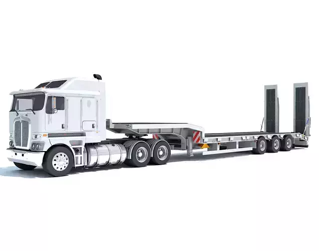 Truck with Platform Trailer 3D model
