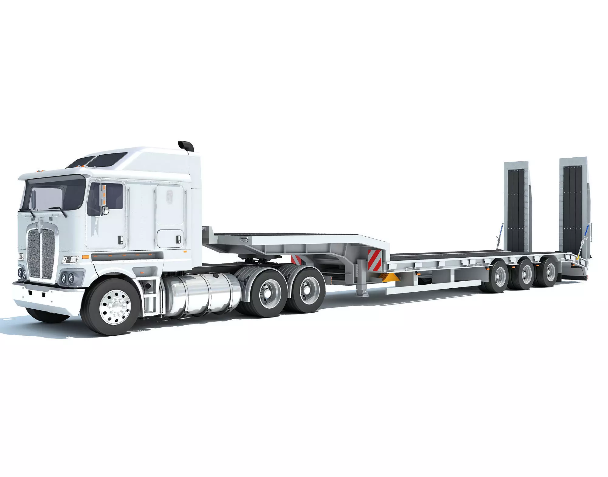 Truck with Platform Trailer 3D model_0