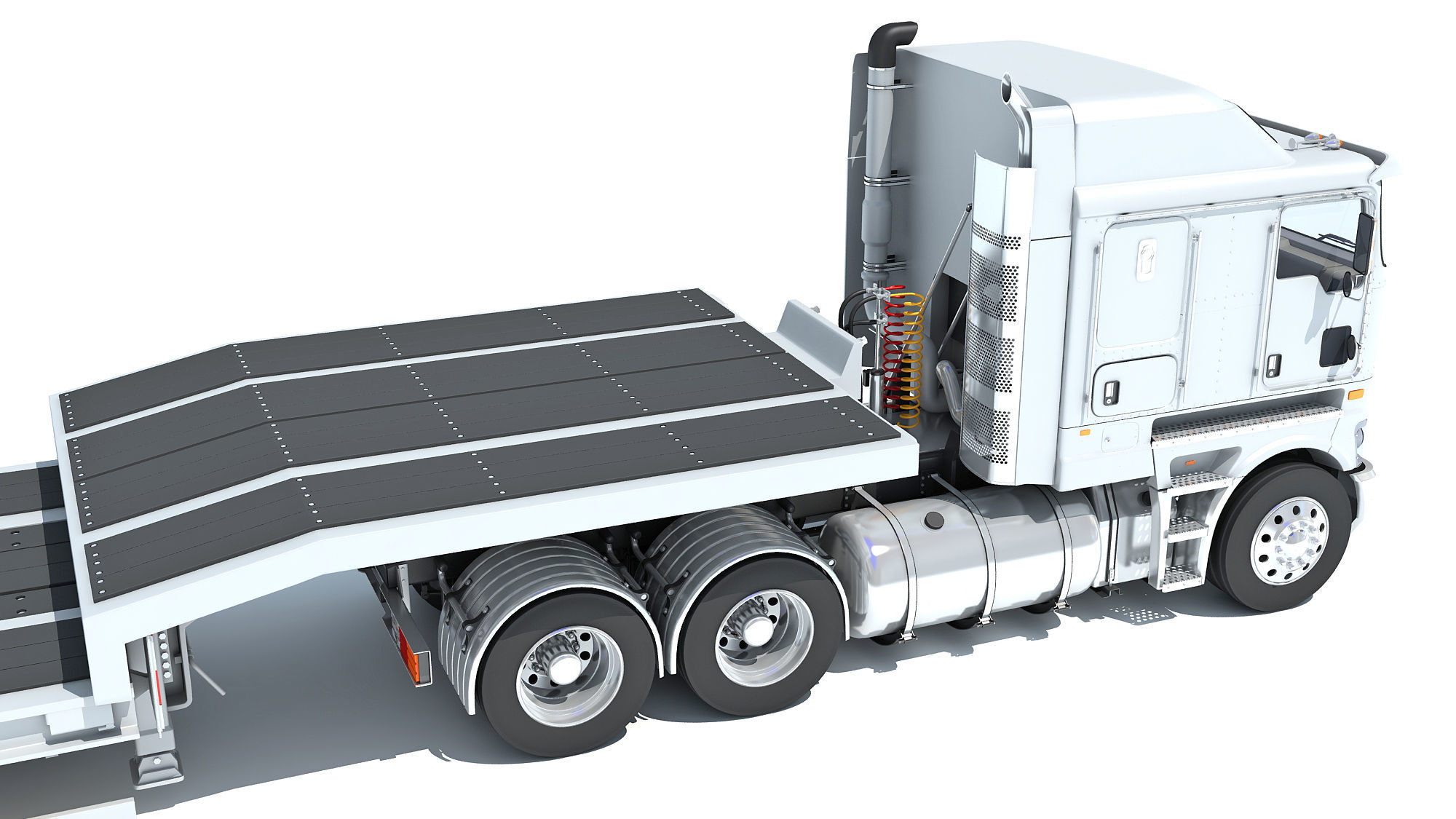 Truck with Platform Trailer 3D model_16