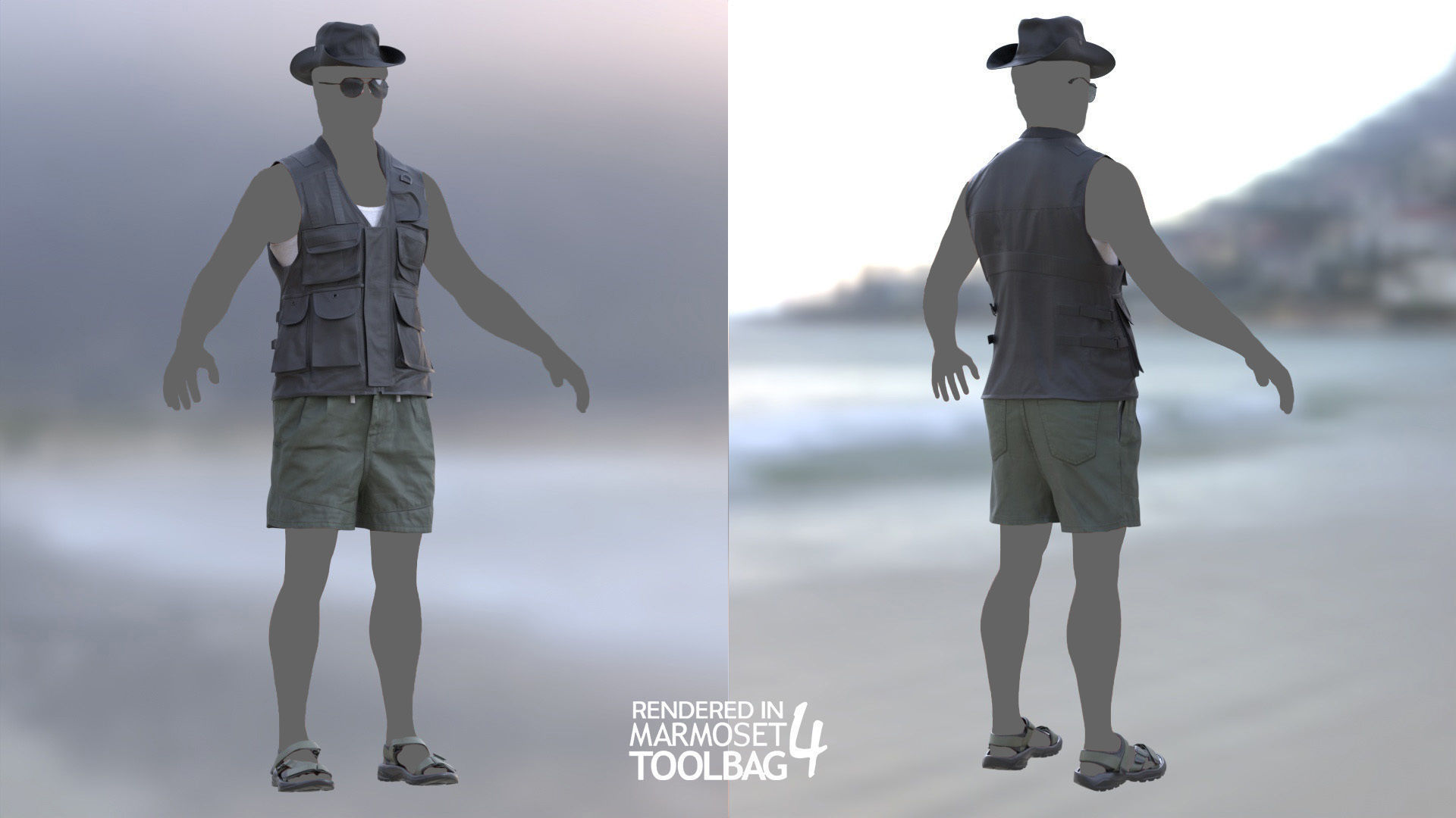 Male Summer Outfit 13 Low-poly 3D model_2