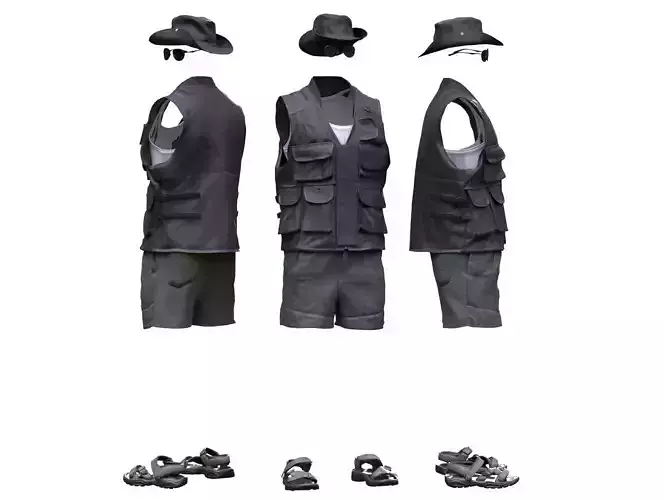 Male Summer Outfit 13 Low-poly 3D model