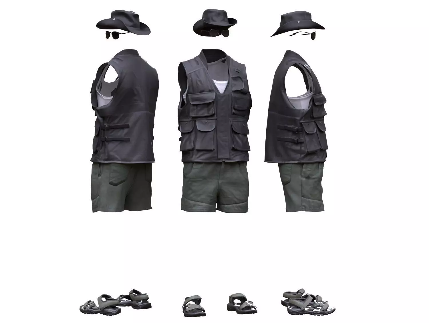 Male Summer Outfit 13 Low-poly 3D model_0