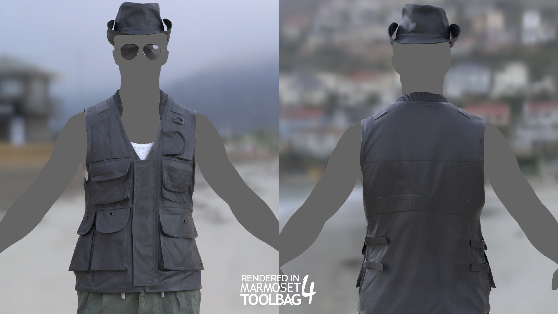 Male Summer Outfit 13 Low-poly 3D model_7