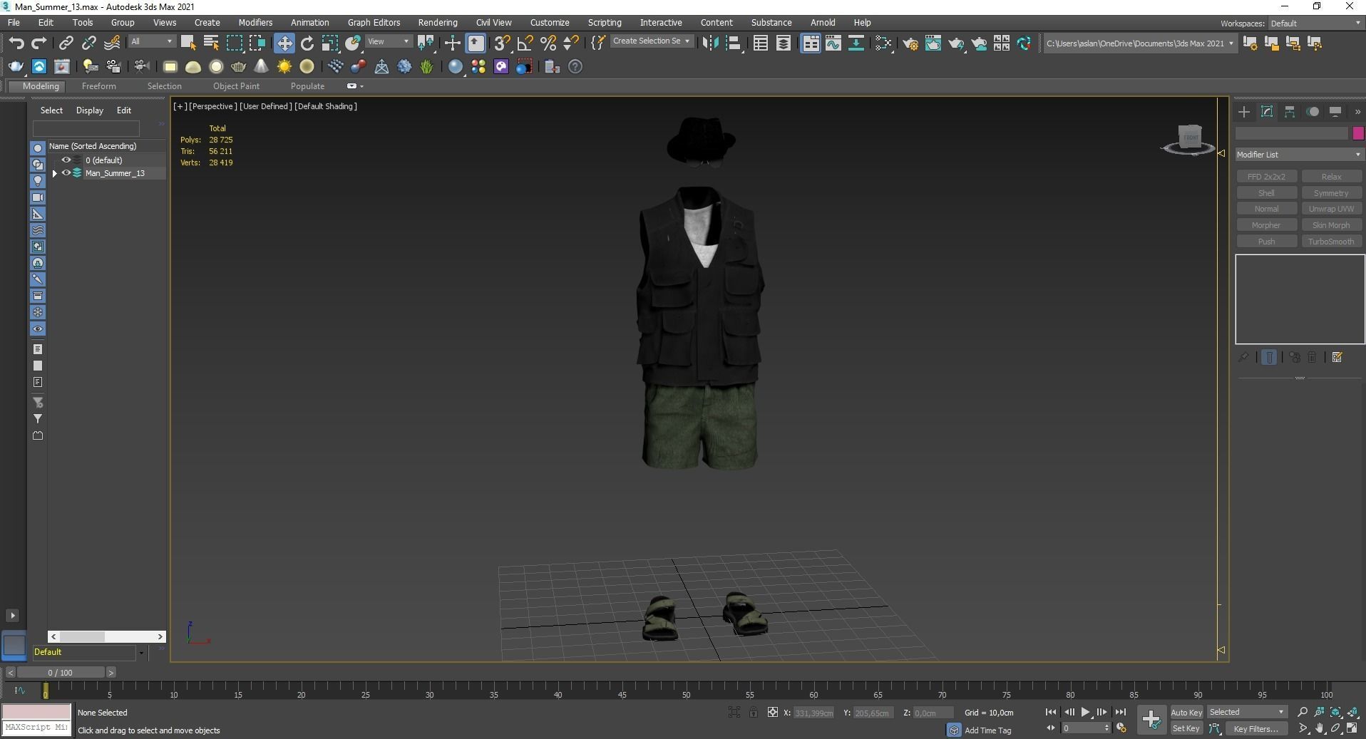 Male Summer Outfit 13 Low-poly 3D model_4