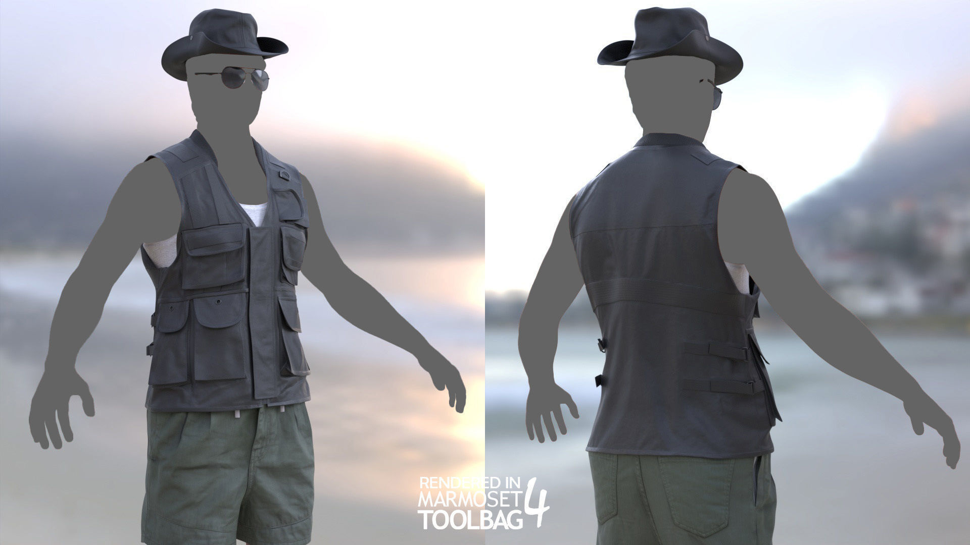 Male Summer Outfit 13 Low-poly 3D model_6