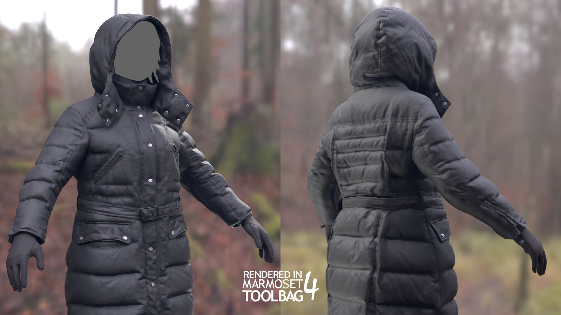 Female Winter Outfit 5 Low-poly 3D model_5