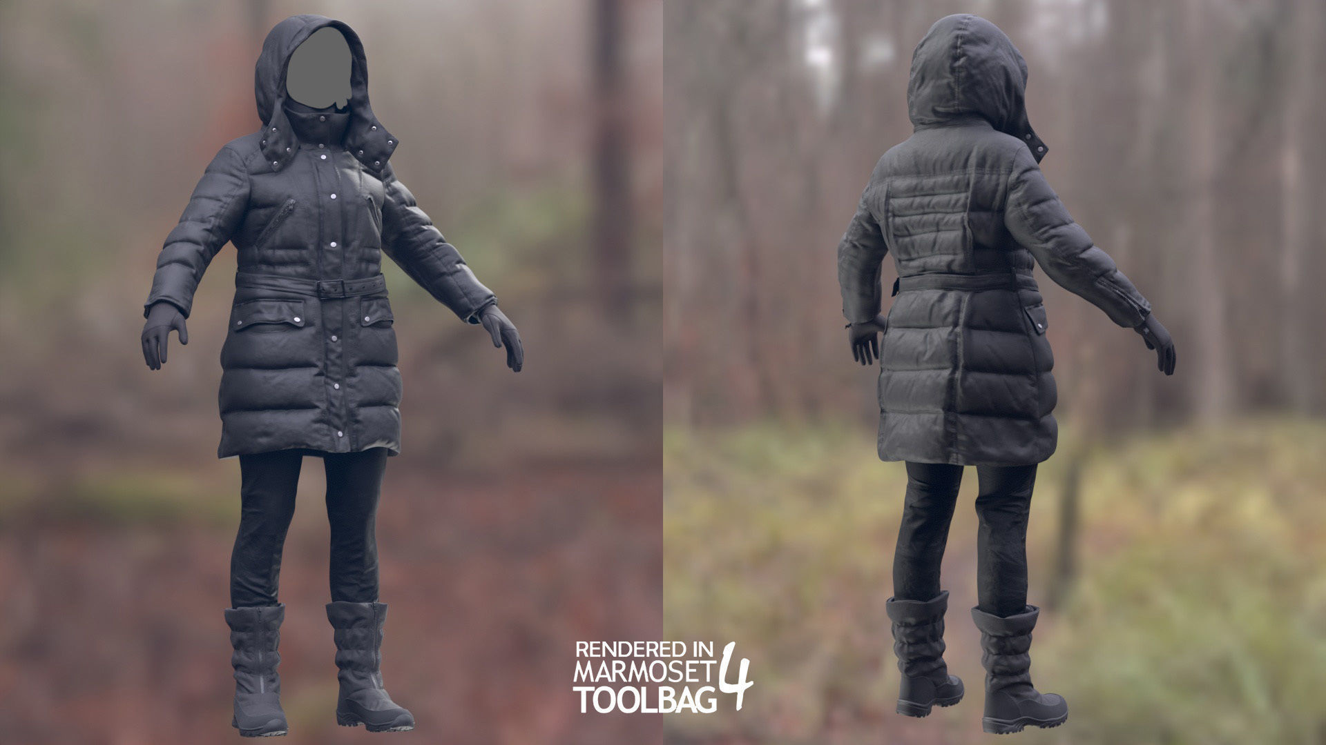 Female Winter Outfit 5 Low-poly 3D model_2