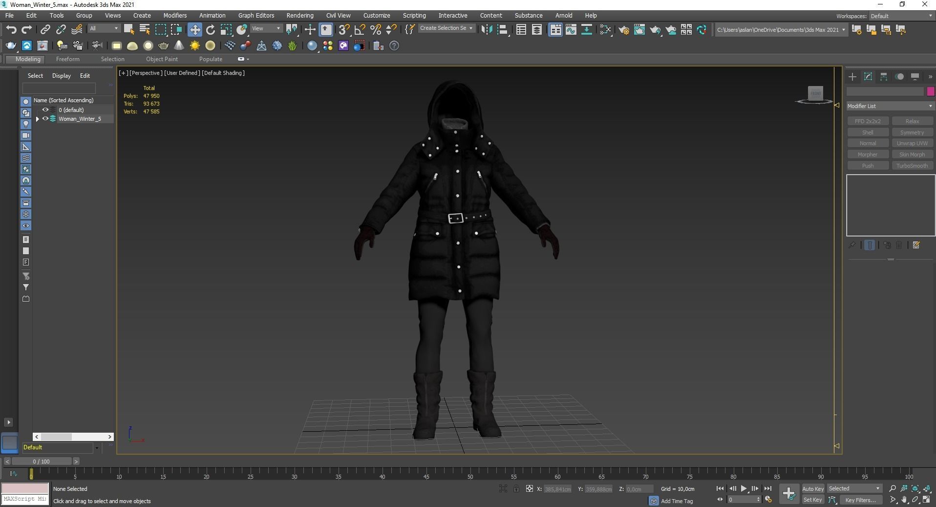 Female Winter Outfit 5 Low-poly 3D model_4