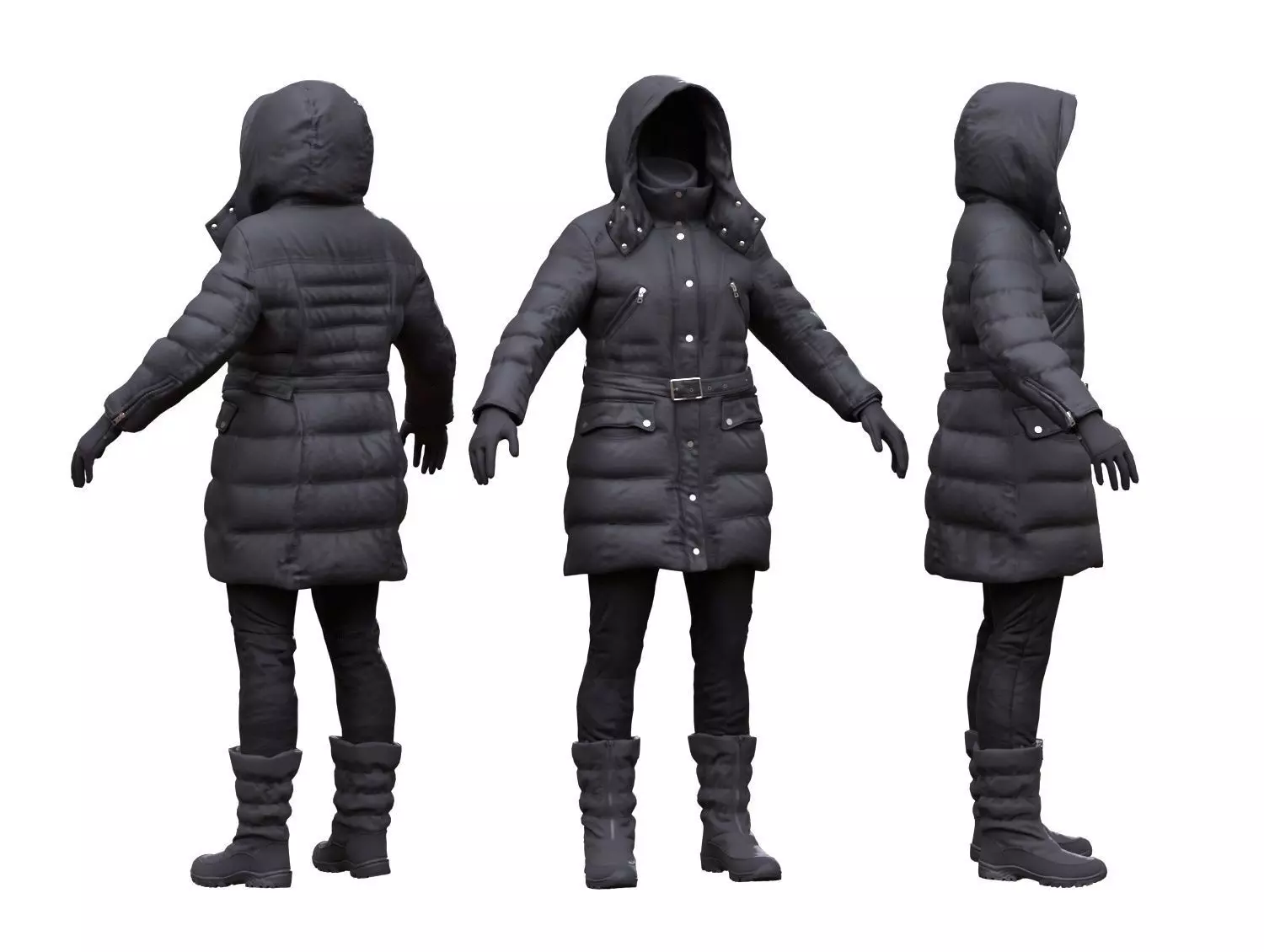Female Winter Outfit 5 Low-poly 3D model_0