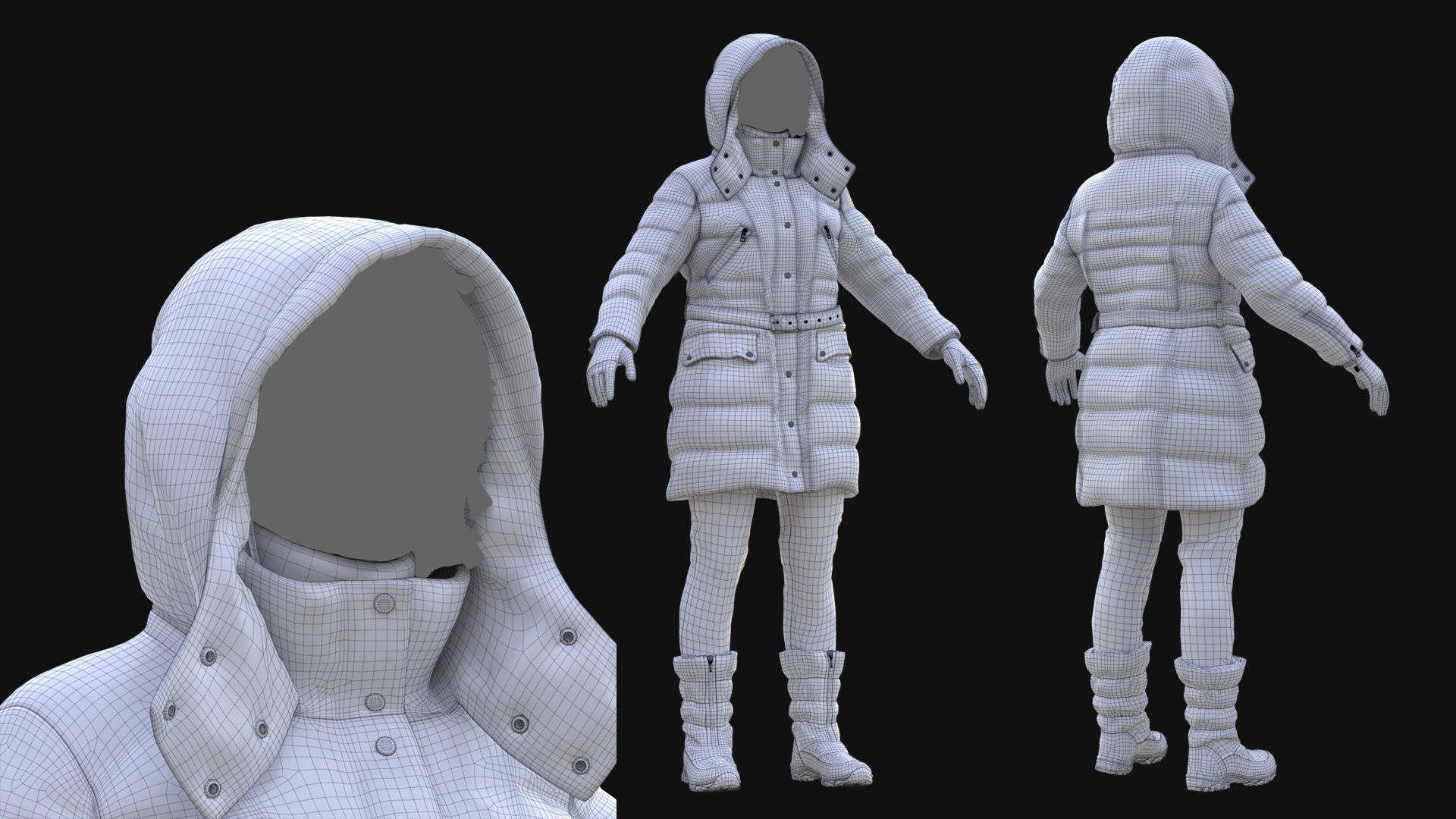 Female Winter Outfit 5 Low-poly 3D model_6