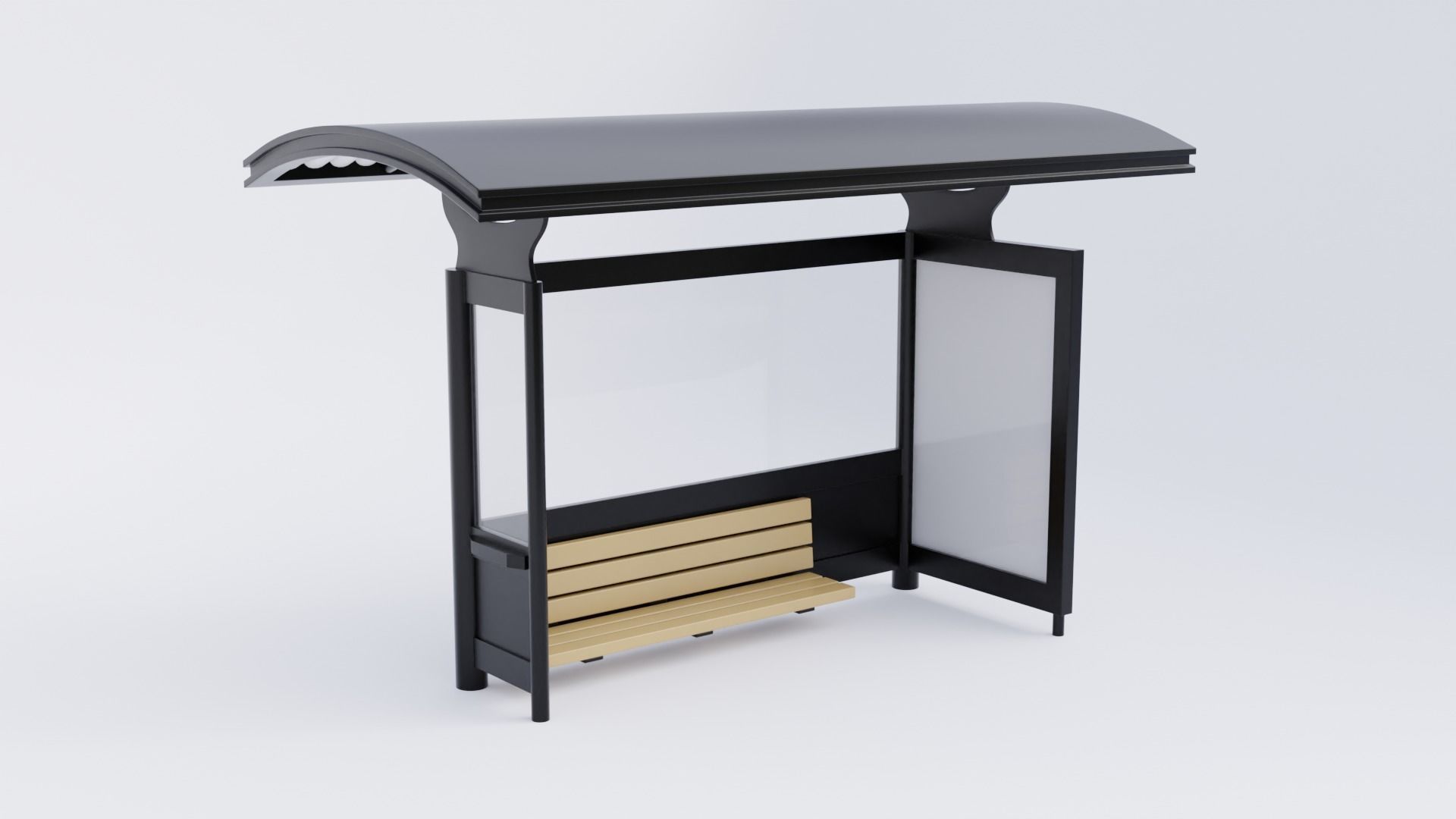 Bus Stop Shelter 6 Low-poly 3D model_5