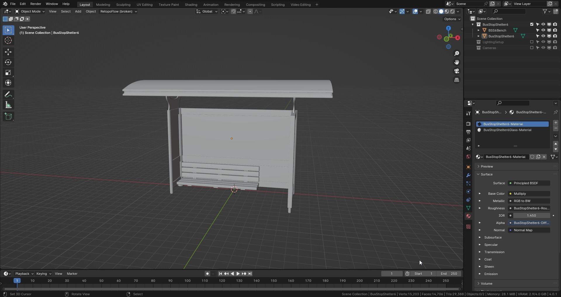 Bus Stop Shelter 6 Low-poly 3D model_12