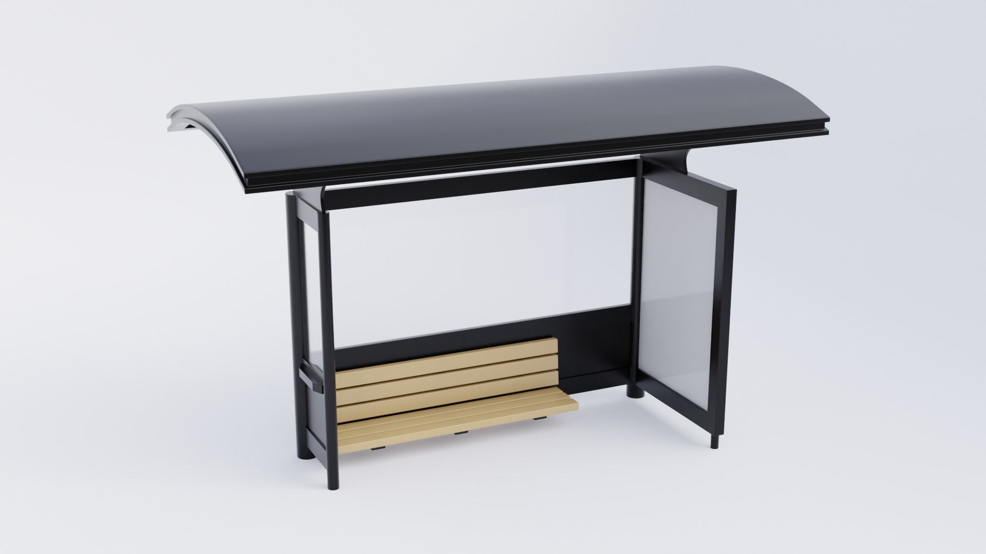 Bus Stop Shelter 6 Low-poly 3D model_4