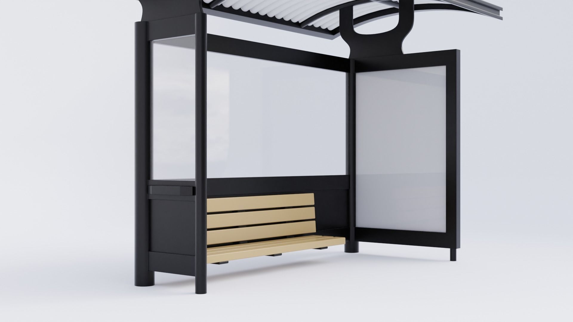 Bus Stop Shelter 6 Low-poly 3D model_6