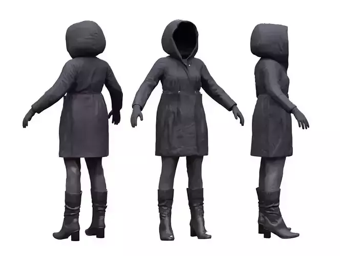Female Winter Outfit 6 Low-poly 3D model