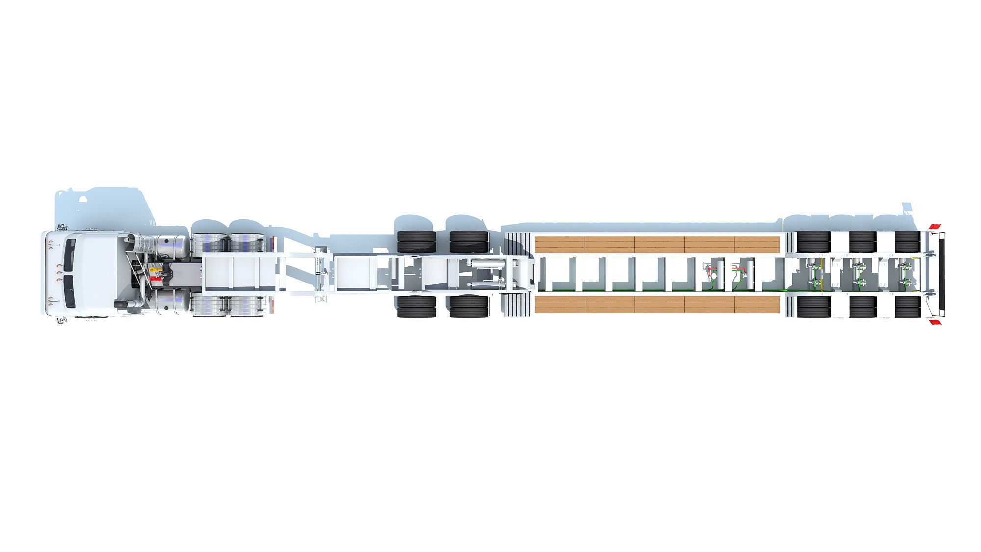 Semi Truck with Lowboy Trailer 3D model_11