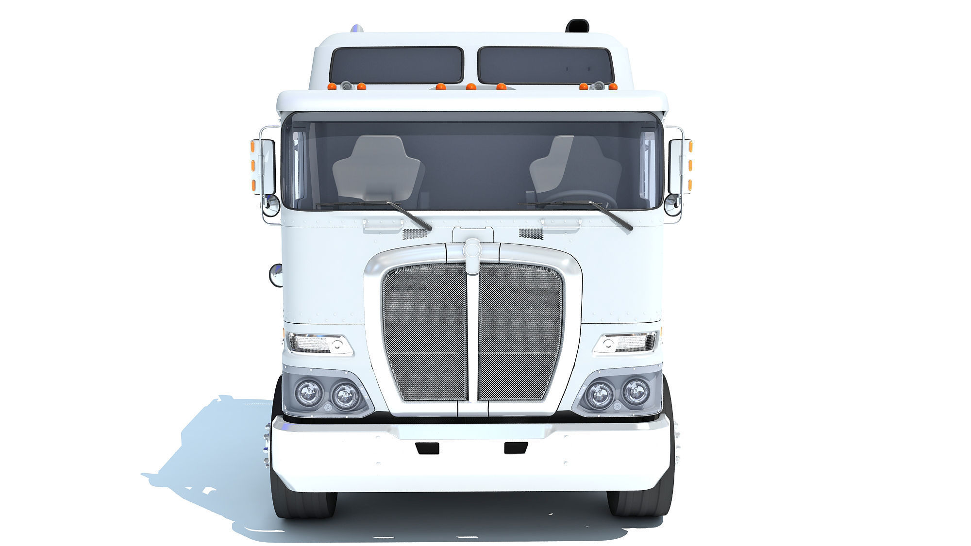 Semi Truck with Lowboy Trailer 3D model_10